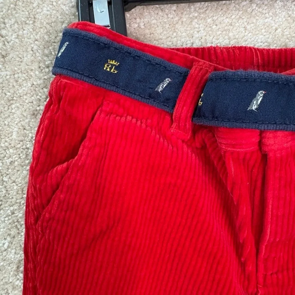 RALPH LAUREN Corduroy‎ Pants Baby Boy 12M Red Belted 12 Months Preppy